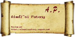 Almási Patony névjegykártya